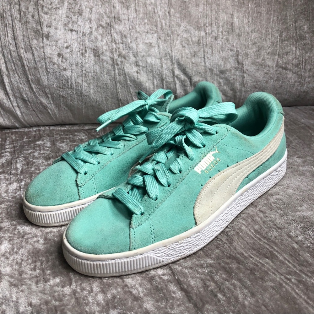 Puma mint green suede sneaker tennis shoe size 9 - Picture 2 of 15